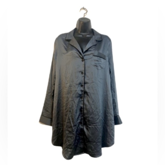 Victoria's Secret Other - Victoria's Secret Dark Grey Silk Like Pajama Sleep Shirt